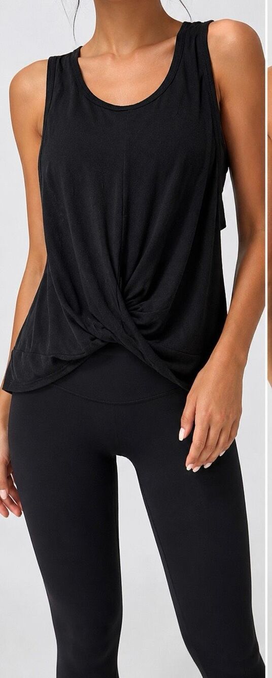 Beyond Yoga Black Twist Front Tank Top Size L Relaxed Athleisure Yoga